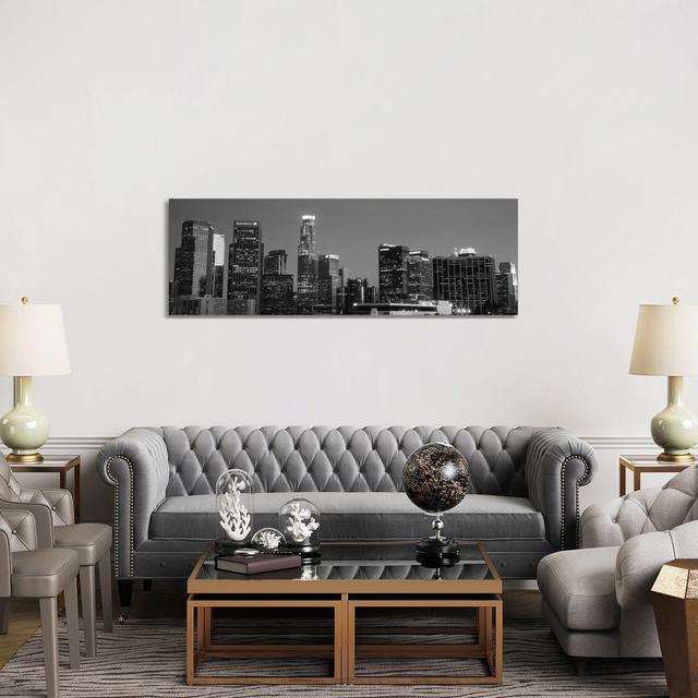 Los Angeles Panoramic Skyline Cityscape (Black & White - Night) by Unknown Artist - Wrapped Canvas Panoramic Print Brayden Studio on Productcaster.