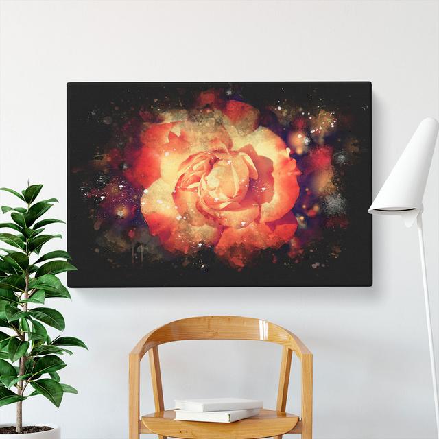 Orange Rose Flower - Wrapped Canvas Print East Urban Home Size: 40cm H x 60cm W x 3cm D on Productcaster.