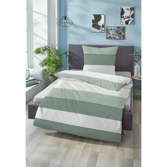 Sateen 80 TC 2 Piece Duvet Cover Set biberna Size: 155 x 220 cm + 80 x 80 cm , Colour: Green on Productcaster.