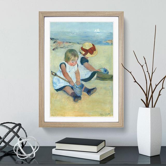 Children Playing on the Beach by Mary Cassatt - Picture Frame Painting East Urban Home Size: 48cm H x 36cm W x 2cm D, Frame Option: Oak Framed on Productcaster.