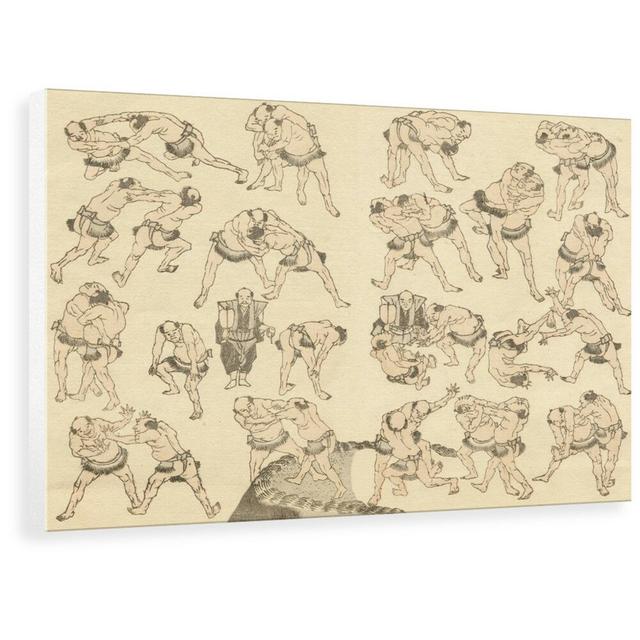 'Sumo Wrestlers' Drawing World Menagerie Size: 72 cm H x 100 cm W x 3.8 cm D, Format: Wrapped Canvas on Productcaster.