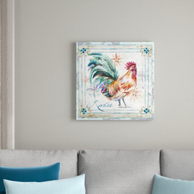 'Rooster II' by Tre Sorelle Studios Watercolour Painting Print on Wrapped Canvas East Urban Home Size: 60.96cm H x 60.96cm W on Productcaster.