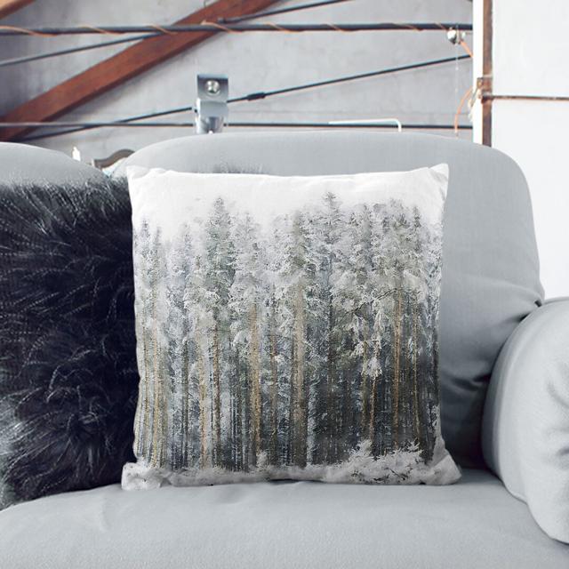 View of a Winter Forest Cushion with Filling East Urban Home Backing Colour: White, Size: 55cm H x 55cm W x 20cm D on Productcaster.