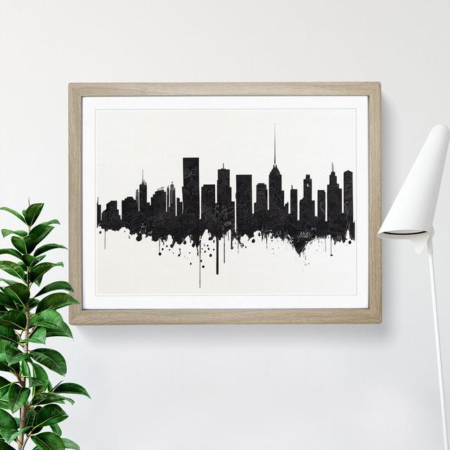 Dynamic Skyline Architecture Abstract - Picture Frame Painting 17 Stories Size: 46cm H x 64cm W x 2cm D, Frame Colour: Oak on Productcaster.