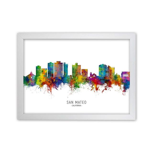 San Mateo California Skyline by Michael Tompsett - Print Latitude Run Format: White Framed, Size: 25cm H x 34cm W x 3cm D on Productcaster.