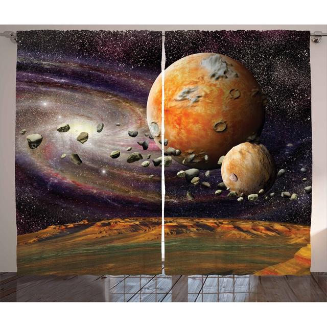 2-tlg. Thermogardinen-Set Galaxis mit Zwickelfalte, halbtransparent East Urban Home Panel-Größe: 140 cm B x 175 cm T on Productcaster.