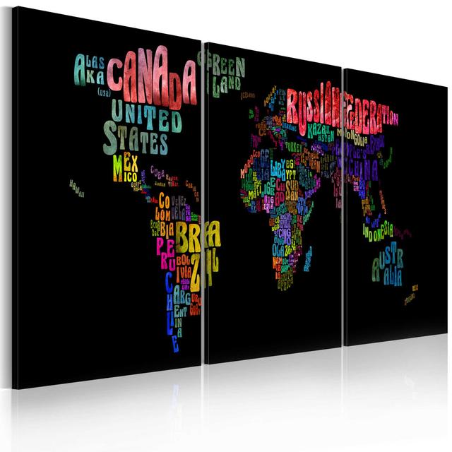 World Map Textual Art Print on Canvas Happy Larry Size: 120cm H x 60cm W on Productcaster.