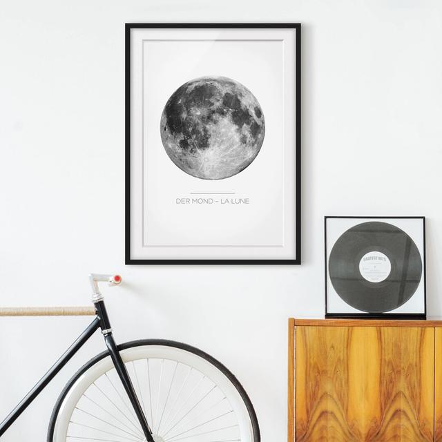 Gerahmter Grafikdruck La Luna - Der Mond East Urban Home Rahmenauswahl: Mattes Schwarz, Größe: 100 cm H x 70 cm B on Productcaster.