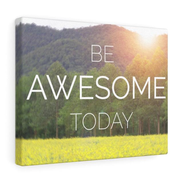 Be Awesome Today - Wrapped Canvas Typography Blue Elephant Size: 30cm H x 46cm W on Productcaster.