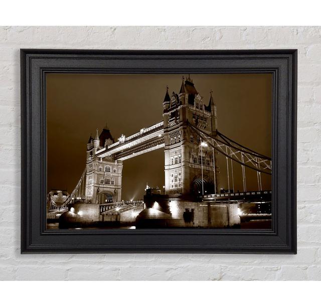 London Bridge Chocolate Skys Framed Print Ebern Designs Size: 84.1cm H x 142.2cm W on Productcaster.