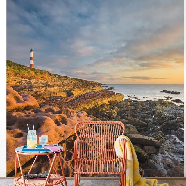 Fototapete Tarbat Ness Lighthouse, Sunset Over the Sea East Urban Home Größe: 2,4 m x 240 cm on Productcaster.