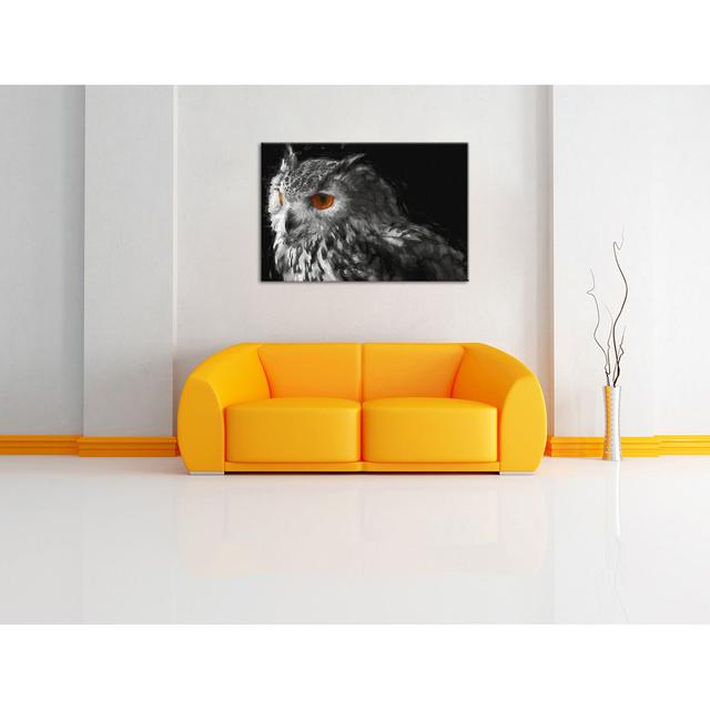 Leinwandbild Eule mit orangen Augen East Urban Home Größe: 80 cm H x 120 cm B on Productcaster.