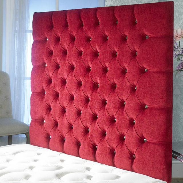 Shaw Upholstered Headboard Rosdorf Park Size: Small Single (2'6), Colour: Red on Productcaster.