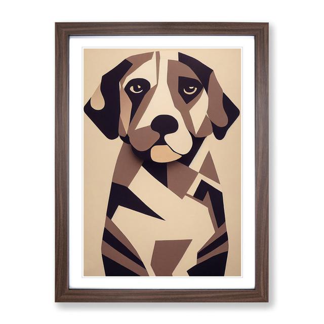 Portrait of a Dog Abstract - Picture Frame Graphic Art Marlow Home Co. Size: 34cm H x 25cm W x 2cm D, Frame Colour: Walnut Framed on Productcaster.