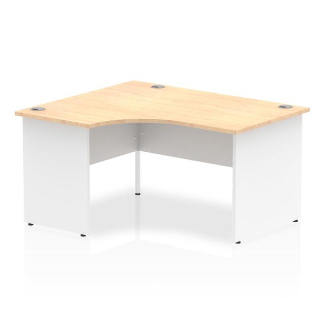 Impulse L-Shape Computer Desk Inbox Zero Orientation: Left Hand Facing, Size: 73cm H x 140cm W x 120cm D, Colour: Maple/White on Productcaster.