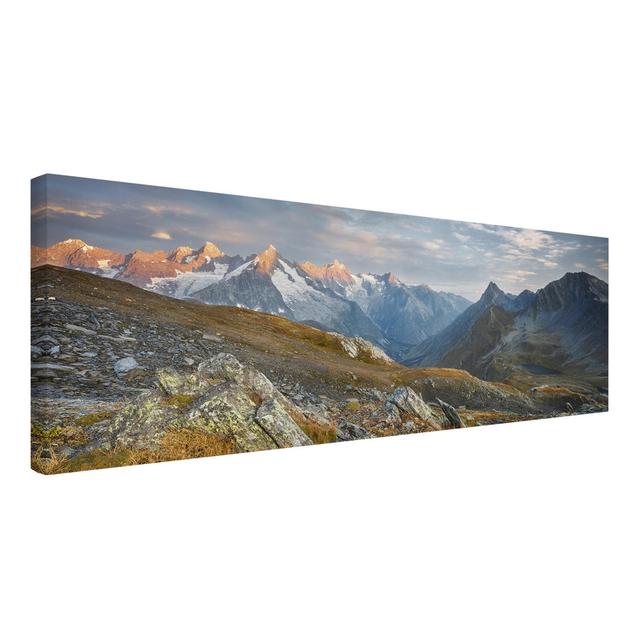 Leinwandbild Col De Fenêtre Schweiz Union Rustic Format: 330g/qm Recycled Canvas, Größe: 40 cm H x 120 cm B on Productcaster.