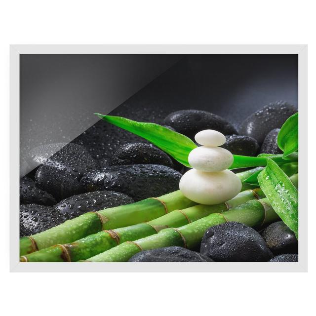 White Stones on Bamboo - Picture Frame Graphic Art Ebern Designs Size: 70cm H x 100cm W x 2cm D, Frame Option: White Framed on Productcaster.