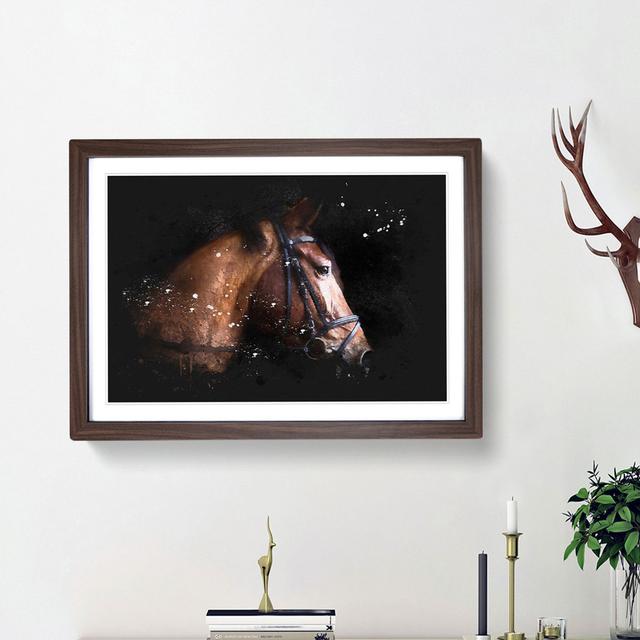 Horse Portrait - Picture Frame Graphic Art Print East Urban Home Size: 45cm H x 63cm W x 2cm D, Frame Option: Walnut Framed on Productcaster.