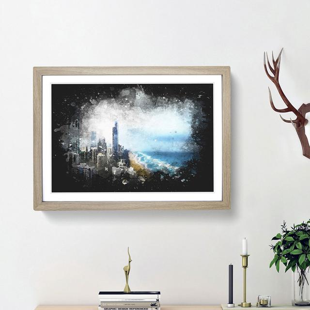 Gold Coast Skyline in the Clouds - Picture Frame Graphic Art Print East Urban Home Frame Option: Oak Framed, Size: 62cm H x 87cm W x 2cm D on Productcaster.