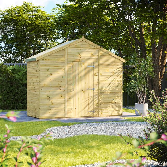 10 ft. W x 4 ft. D Power Premium Apex Pressure Treated Windowless Shed POWER on Productcaster.