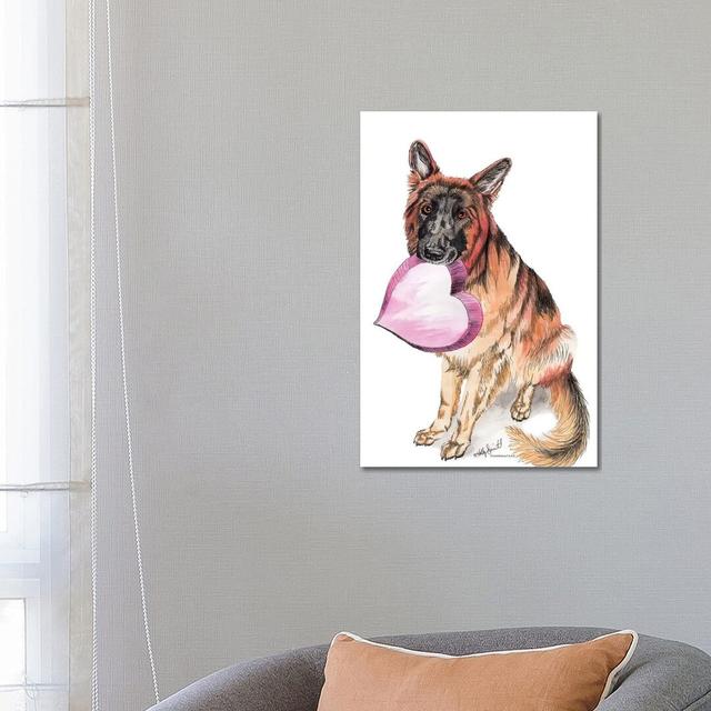 German Shepherd Love by Holly Simental - Wrapped Canvas Graphic Art ClassicLiving Size: 66.04cm H x 45.72cm W x 1.905cm D on Productcaster.