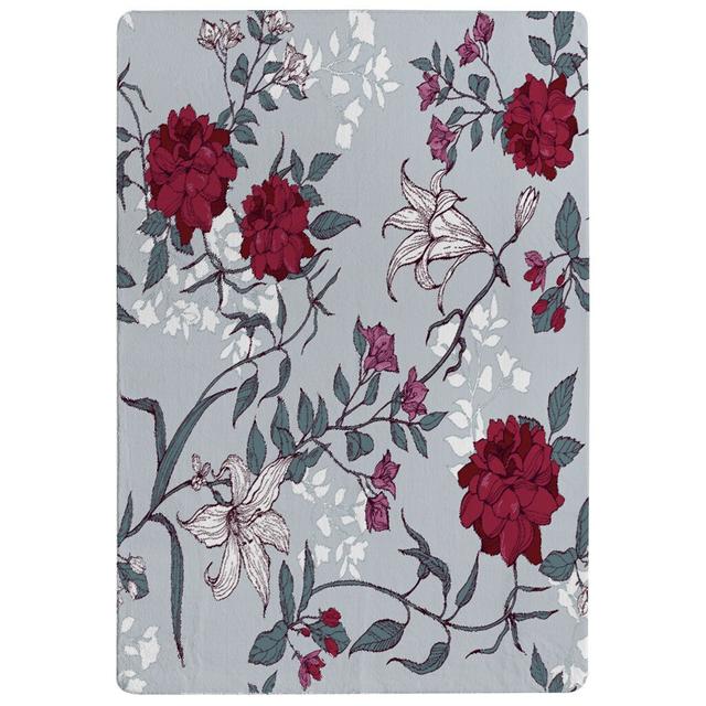 Purcell Winter Floral Shaggy Grey/Red Rug East Urban Home Rug Size: Rectangle 60 x 110cm on Productcaster.