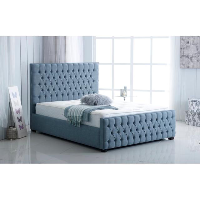 Cube Upholstered Ottoman Bed FunkyBedz Size: Small Double (4'), Colour: Steel on Productcaster.