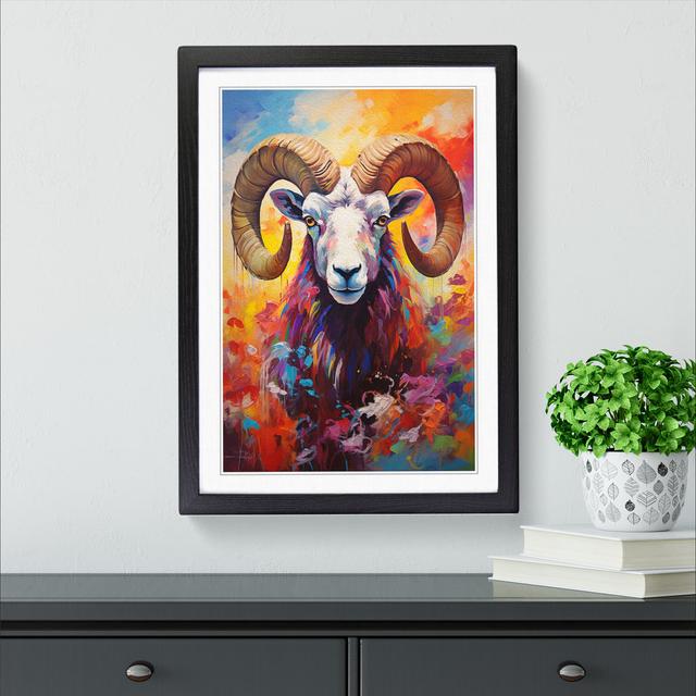 Ram Sheep Impressionism - Print Brambly Cottage Frame Colour: Black, Size: 64cm H x 46cm W x 2cm D on Productcaster.