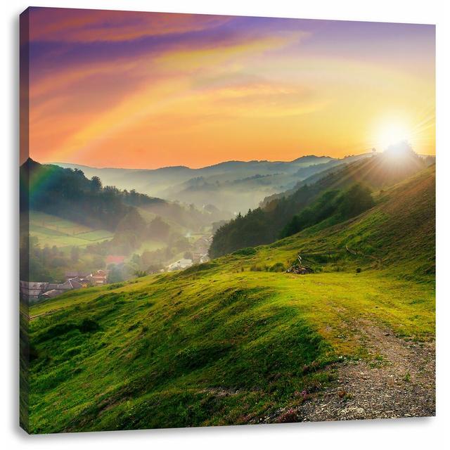 Leinwandbild Französische Berglandschaft beim Sonnenuntergang East Urban Home Größe: 70 cm H x 70 cm B on Productcaster.