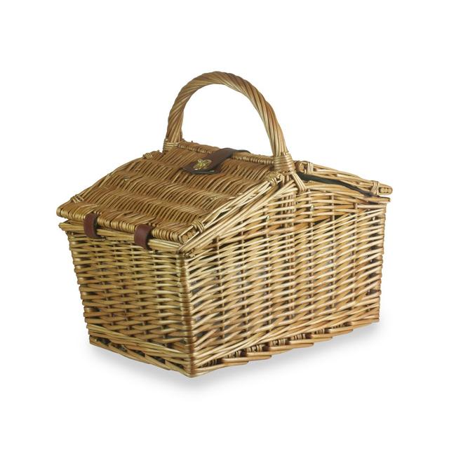 2 Person Wicker Tweed Effect Double Lidded Fitted Picnic Hamper August Grove on Productcaster.