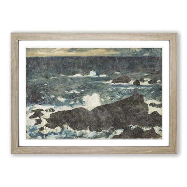 Rocks & Waves by Fujishima Takeji - Picture Frame Painting Print East Urban Home Frame Option: Oak Framed, Size: 48cm H x 65cm W x 2cm D on Productcaster.