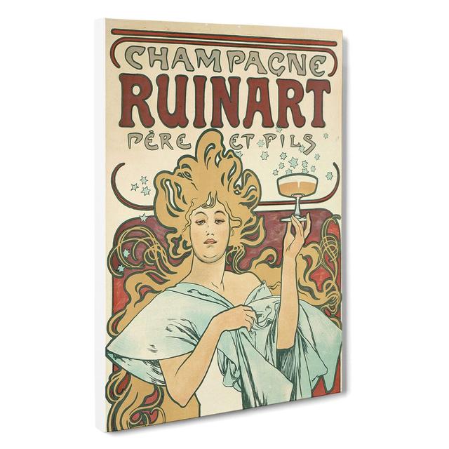 Champagne Ruinart Vol.1 by Alphonse Mucha - Wrapped Canvas Painting East Urban Home Size: 60cm H x 40cm W x 3cm D on Productcaster.