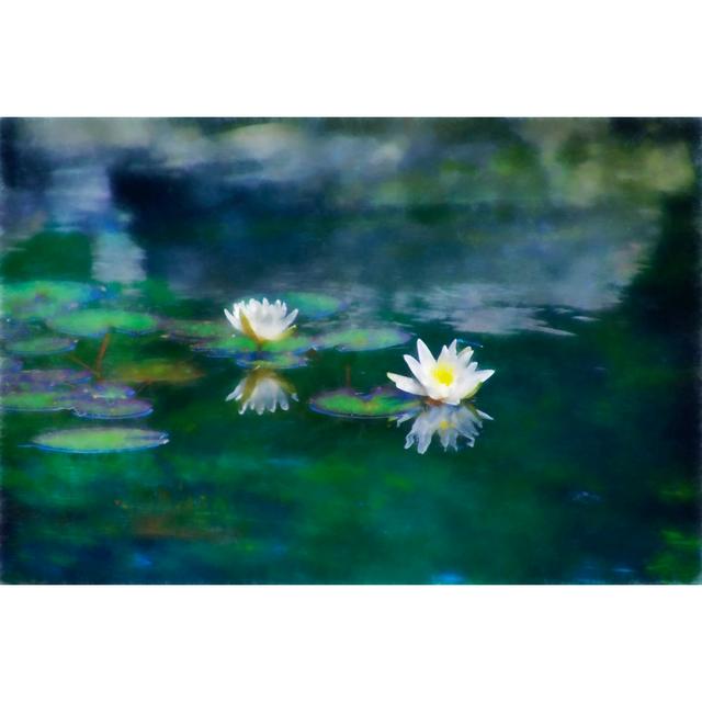 Digital Art Paint, Pink Water Lily On The Garden Pond - Wrapped Canvas Print Marlow Home Co. Size: 30cm H x 46cm W x 3.8cm D on Productcaster.