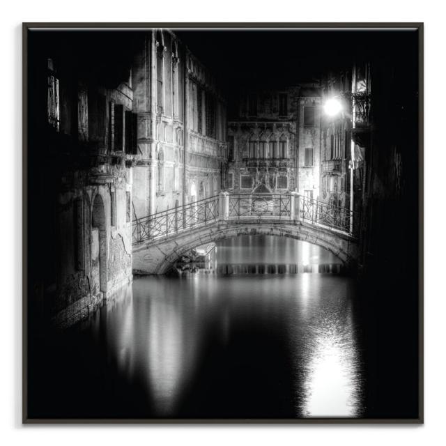 Bridge in Venice - Photograph Print on Glass East Urban Home Format: Black Framed, Size: 61cm H x 61cm W on Productcaster.