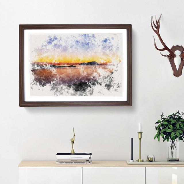 Sunset in Kythnos Greece - Picture Frame Graphic Art Print East Urban Home Size: 62cm H x 87cm W x 2cm D, Frame Option: Walnut Framed on Productcaster.