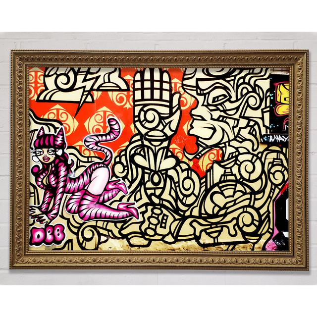 Graffiti Pink Cat Framed Print Happy Larry Size: 59.7cm H x 84.1cm W on Productcaster.