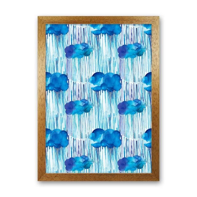 Raining Clouds Blue - Print 17 Stories Frame Option: Brown Framed, Size: 63cm H x 46cm W x 3cm D on Productcaster.