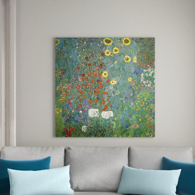 Leinwandbild Cottage Garden with Sunflowers von Gustav Klimt Rosalind Wheeler Größe: 80 cm H x 80 cm B on Productcaster.