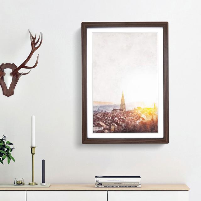 Sunset in Bern Switzerland - Picture Frame Graphic Art Print East Urban Home Size: 45cm H x 33cm W x 2cm D, Frame Option: Walnut Framed on Productcaster.