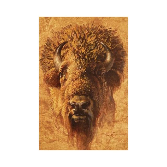 Bison Bull Portrait by Ezra Tucker - Print on Canvas Union Rustic Format: Wrapped Canvas, Size: 30.48cm H x 20.32cm W x 1.91cm D on Productcaster.