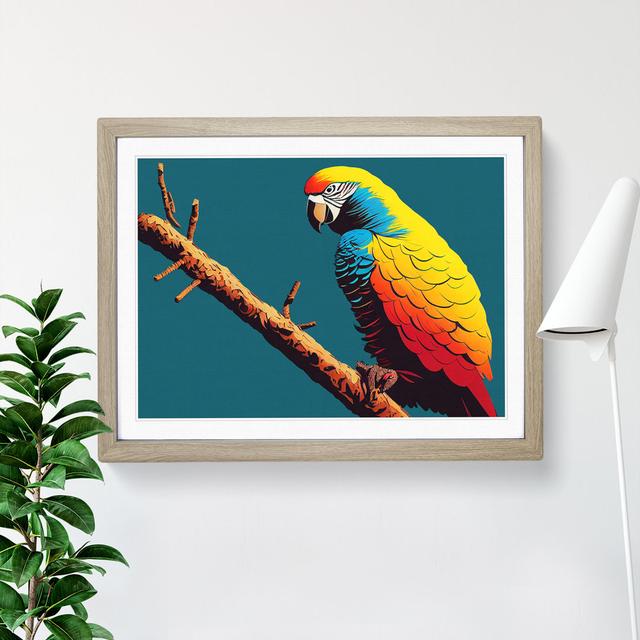 Modern Parrot Art - Picture Frame Graphic Art Bay Isle Home Size: 46cm H x 64cm W x 2cm D, Frame Colour: Oak on Productcaster.