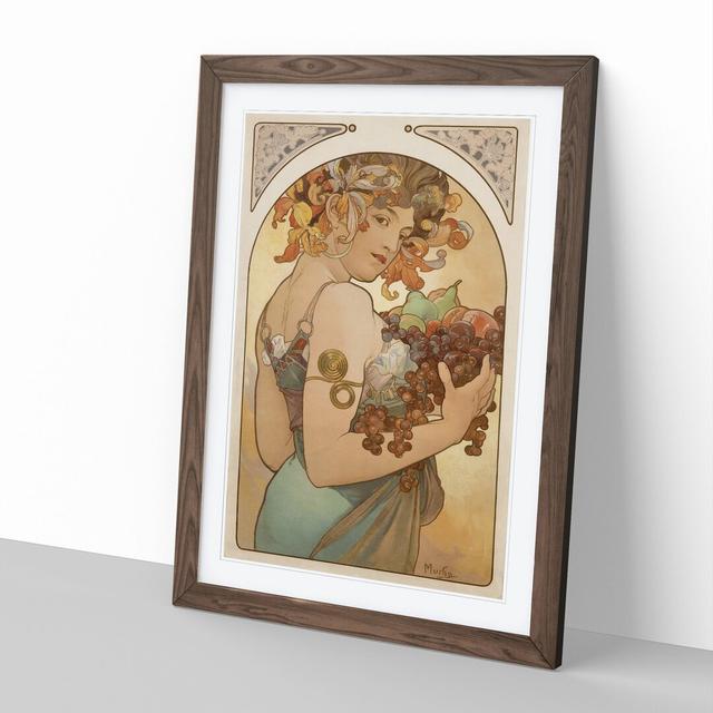 Fruit by Alphonse Mucha - Picture Frame Painting East Urban Home Frame Option: Walnut Framed, Size: 36cm H x 27cm W x 2cm D on Productcaster.