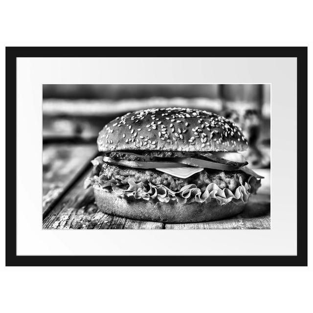 Gerahmtes Poster Burger Hamburger Fast East Urban Home Größe: 40 cm H x 55 cm B on Productcaster.