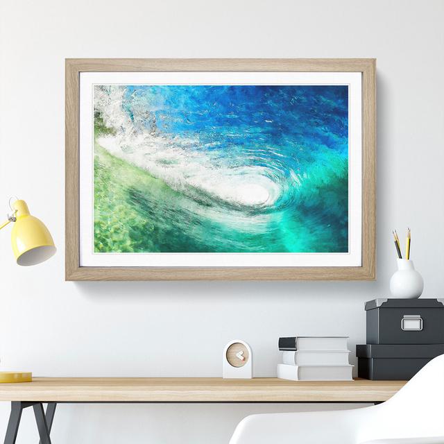 Within the Wave in Blue and Green - Picture Frame Painting Print on MDF East Urban Home Frame Option: Oak Framed, Size: 62cm H x 87cm W x 2cm D on Productcaster.