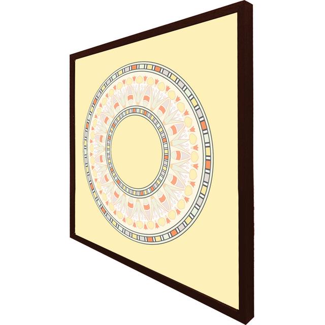 Beckel Yellow Circle Ornament. Round Frame - Single Picture Frame Art Prints Latitude Vive Size: 51cm H x 51cm W x 4cm D, Frame Colour: Brown Framed on Productcaster.