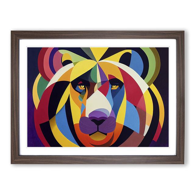 Lion in - Picture Frame Graphic Art World Menagerie Size: 46cm H x 64cm W x 2cm D, Frame Colour: Walnut on Productcaster.