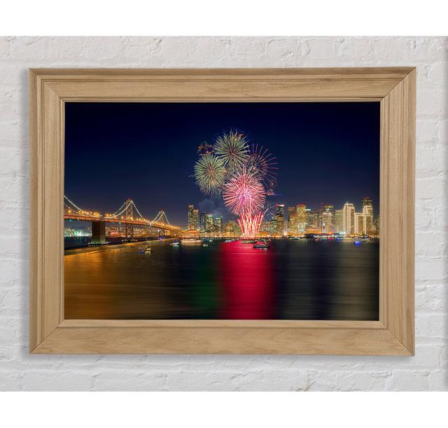 Fireworks Over The Golden Gate Bridge - Single Picture Frame Art Prints Bright Star Size: 100cm H x 141.4cm W x 8cm D on Productcaster.