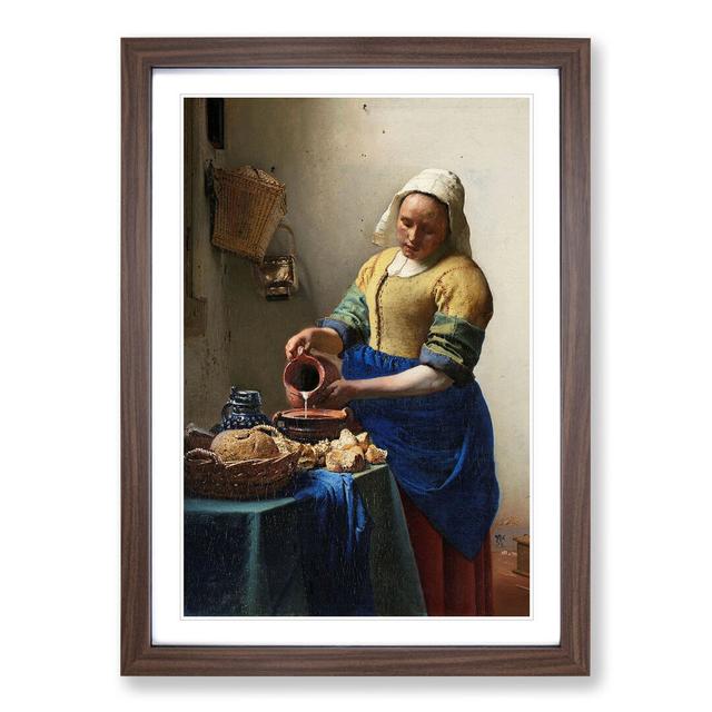 The Milkmaid by Johannes Vermeer - Picture Frame Painting East Urban Home Frame Option: Walnut Framed, Size: 48cm H x 36cm W x 2cm D on Productcaster.