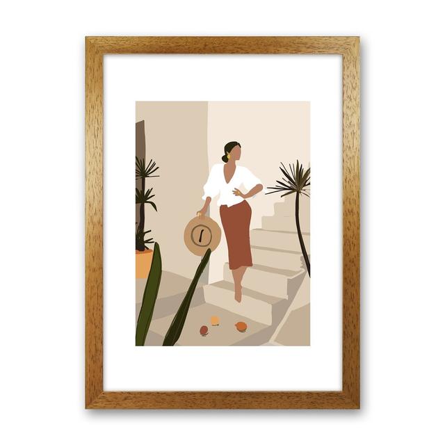 Mica Girl On Stairs N8 by Pixy Paper - Print Rosalind Wheeler Format: Oak Framed, Size: 84cm H x 59.4cm W x 3cm D on Productcaster.