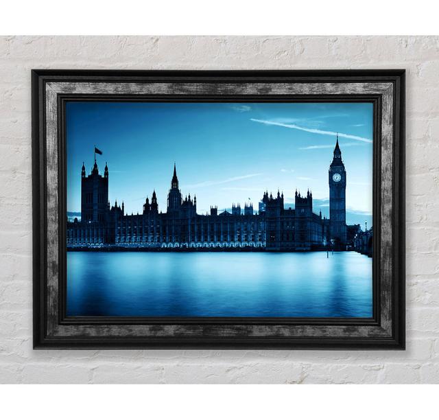 Houses Of Parliament Blues - Single Picture Frame Art Prints Bright Star Size: 100cm H x 141.4cm W x 8cm D on Productcaster.